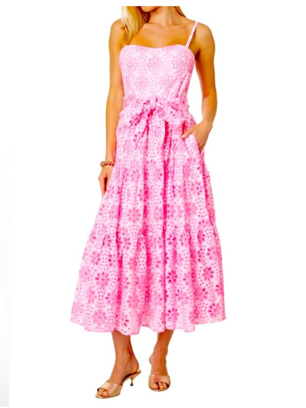 Lilly Pulitzer EDITH EYELET MIDI DRESS size 2 in excellent condition - Picture 10 of 10